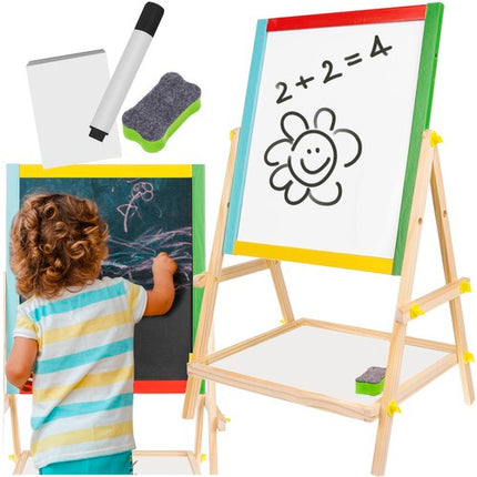 Kruzzel Dubbelzijdig Houten Tekenbord - Magnetisch - Met Accessoires