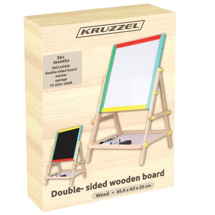 Kruzzel Dubbelzijdig Houten Tekenbord - Magnetisch - Met Accessoires