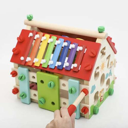 Kruzzel Educatief Houten Speelhuis - 6-in-1 Sorteerhuis