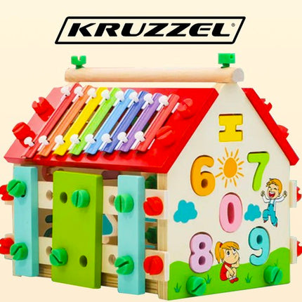 Kruzzel Educatief Houten Speelhuis - 6-in-1 Sorteerhuis