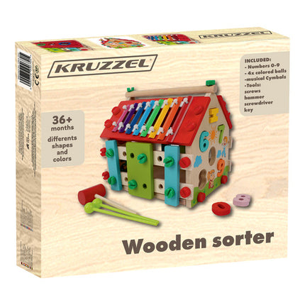 Kruzzel Educatief Houten Speelhuis - 6-in-1 Sorteerhuis