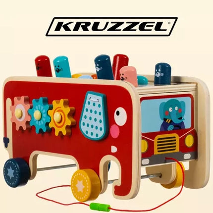 Kruzzel Houten Olifant - Educatief Trekdier - Houten Speelgoed