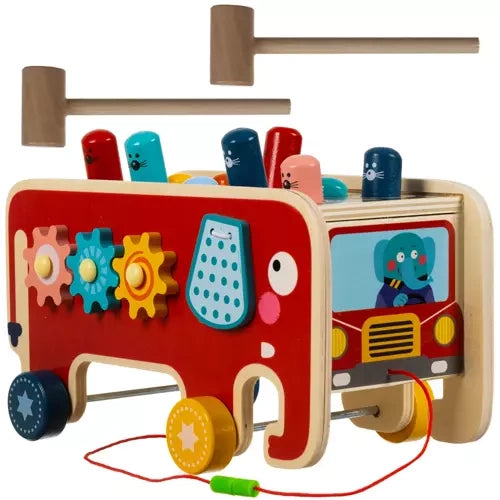 Kruzzel Houten Olifant - Educatief Trekdier - Houten Speelgoed