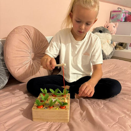 Kruzzel Houten Educatief Spel - 2-in-1 Worteltuin en Wormpjes Vissen