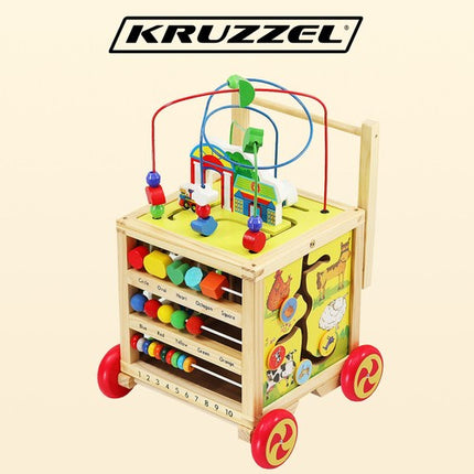 Kruzzel Houten Loopwagen en Educatieve Speelkubus - 2-in-1