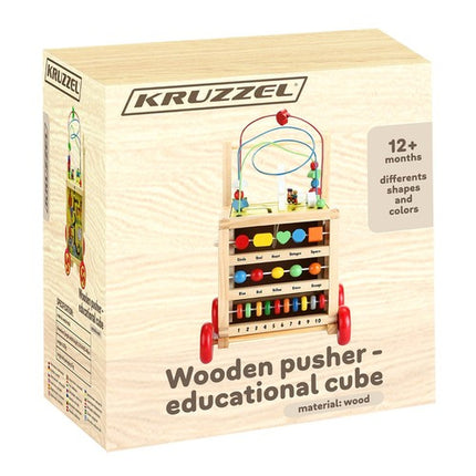 Kruzzel Houten Loopwagen en Educatieve Speelkubus - 2-in-1
