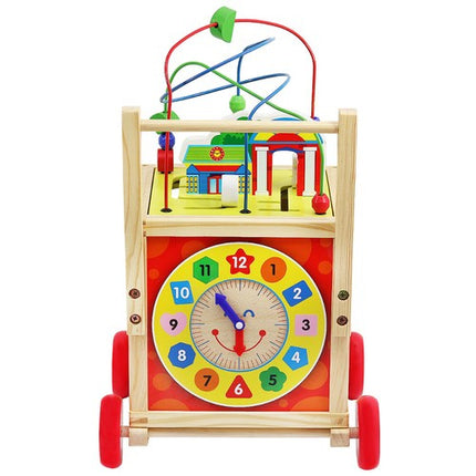 Houten Loopwagen met Educatieve Kubus – 5-in-1 Speelgoed