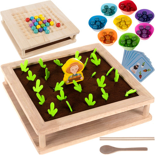 Kruzzel 2-in-1 Houten Boerderij Spel - Kralen & Memory