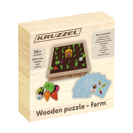 Kruzzel 2-in-1 Houten Boerderij Spel - Kralen & Memory