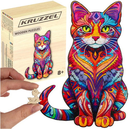 Kruzzel Houten Kattenpuzzel - 130 Stukjes - Decoratieve Vormpuzzel