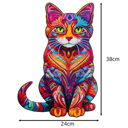 Kruzzel Houten Kattenpuzzel - 130 Stukjes - Decoratieve Vormpuzzel