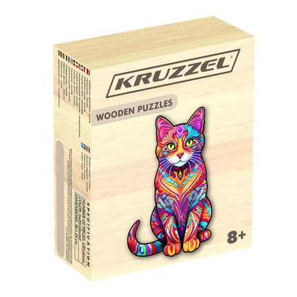 Kruzzel Houten Kattenpuzzel - 130 Stukjes - Decoratieve Vormpuzzel