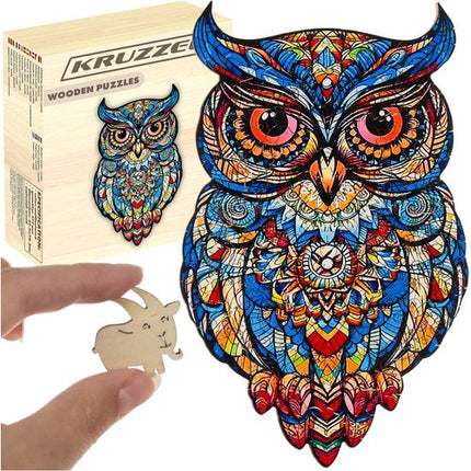 Kruzzel Houten Puzzel - Uil - 177 Stukjes - Educatieve Decoratie