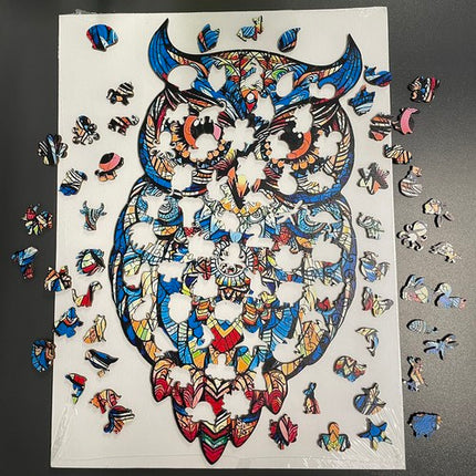 Kruzzel Houten Puzzel - Uil - 177 Stukjes - Educatieve Decoratie