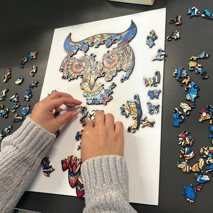 Kruzzel Houten Puzzel - Uil - 177 Stukjes - Educatieve Decoratie