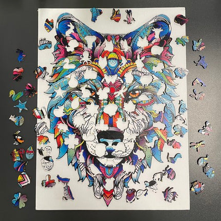 Kruzzel Houten Puzzel - Wolf - 170 Stukjes - Educatieve Decoratie