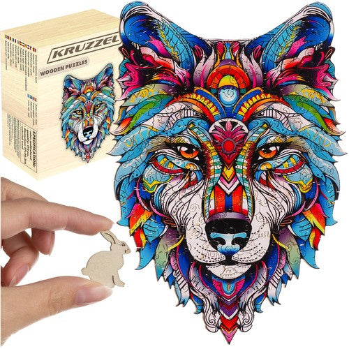 Kruzzel Houten Puzzel - Wolf - 170 Stukjes - Educatieve Decoratie