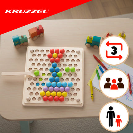 Kruzzel Houten Kralen Mozaïek - Educatieve Puzzelset