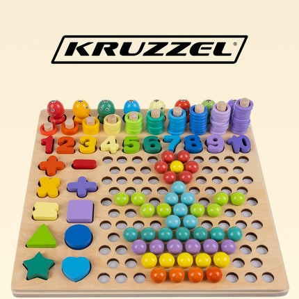 Kruzzel Houten Puzzel met Kralen - Educatieve Mosaic Set - 30x30 cm