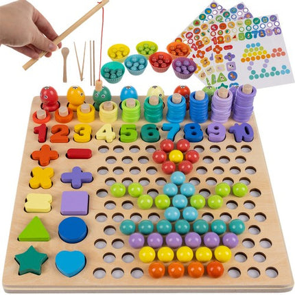 Kruzzel Houten Puzzel met Kralen - Educatieve Mosaic Set - 30x30 cm
