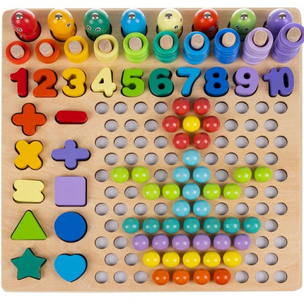 Kruzzel Houten Puzzel met Kralen - Educatieve Mosaic Set - 30x30 cm
