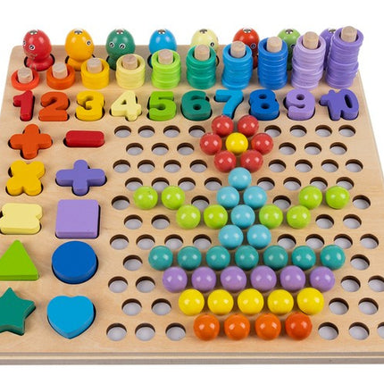 Kruzzel Houten Puzzel met Kralen - Educatieve Mosaic Set - 30x30 cm