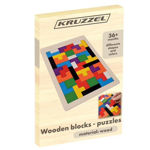 Kruzzel Houten Puzzelset - Logisch Puzzelspel - 40 Blokken