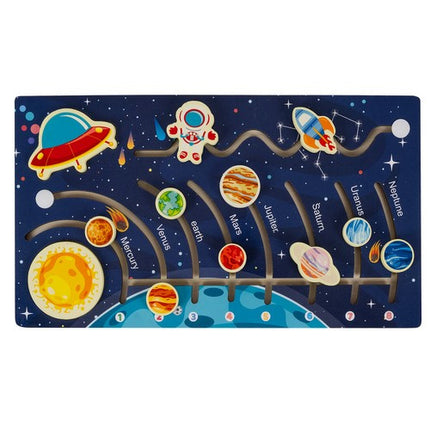 Kruzzel Houten Puzzel - Zonnestelsel - Educatief Montessori Speelgoed