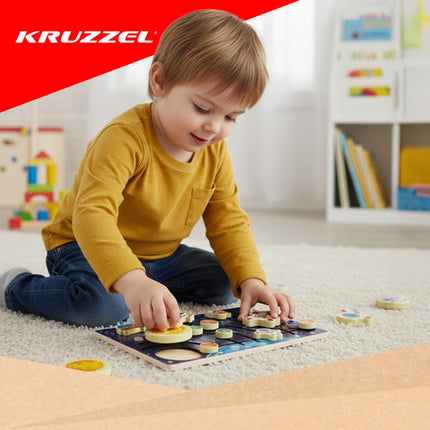 Kruzzel Houten Zonnestelsel Puzzel - Montessori - Educatief Spel