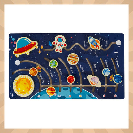 Kruzzel Houten Zonnestelsel Puzzel - Montessori - Educatief Spel