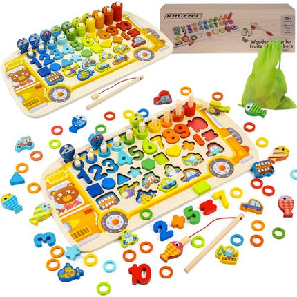 Kruzzel Houten Educatieve Puzzel - 6-in-1 Sorteerspel
