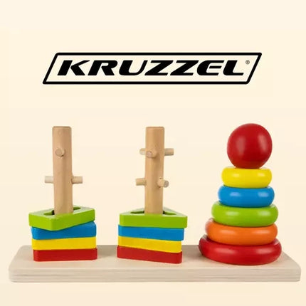 Kruzzel Houten Vormenstoof - Educatieve Puzzel - 3 Vormen