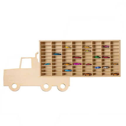 Kruzzel Houten Wandplank voor Speelgoedauto's - 80 Vakken - TIR Design
