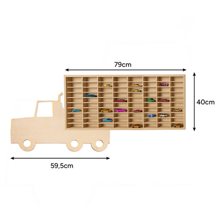Kruzzel Houten Wandplank voor Speelgoedauto's - 80 Vakken - TIR Design