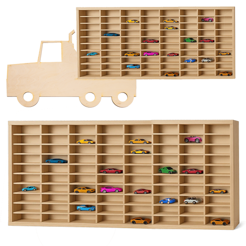 Kruzzel Houten Wandplank voor Speelgoedauto's - 80 Vakken - TIR Design