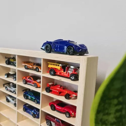 Kruzzel Houten Opbergrek voor Speelgoedauto's - 80 Vakken