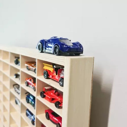 Kruzzel Houten Speelgoedauto Display - 80 Vakken - Grenen