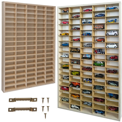 Kruzzel Houten Auto Display - 90 Vakken - Organizer voor Speelgoed