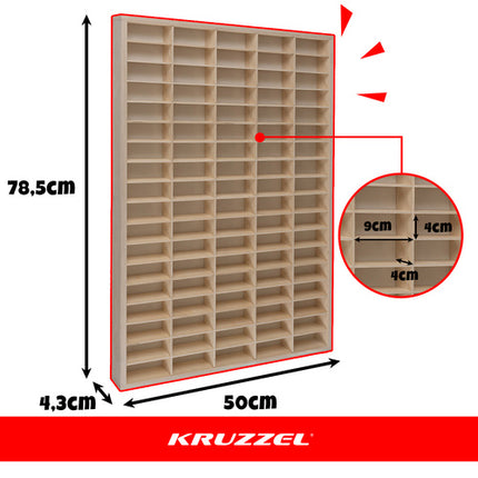 Kruzzel Houten Auto Display - 90 Vakken - Organizer voor Speelgoed