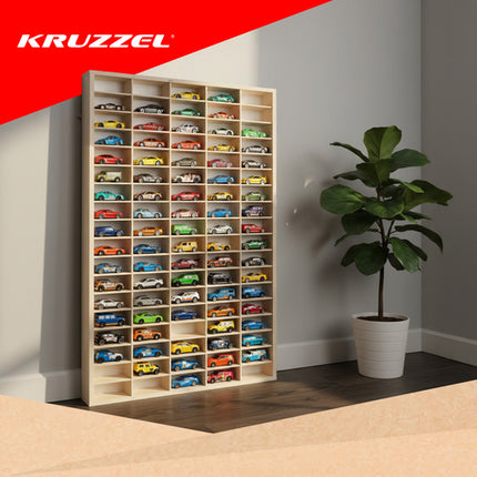 Kruzzel Houten Auto Display - 90 Vakken - Organizer voor Speelgoed