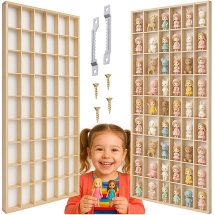 Kruzzel Houten Poppenplank - 54 Vakken - Display voor Verzamelpoppen