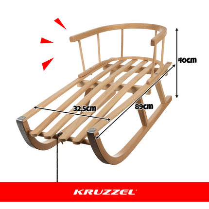 Kruzzel Houten Slee met Rugleuning - 100 kg - 89 cm