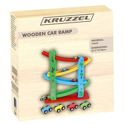 Kruzzel Houten Glijbaan voor Auto's - 4-laags - Inclusief 4 Auto's