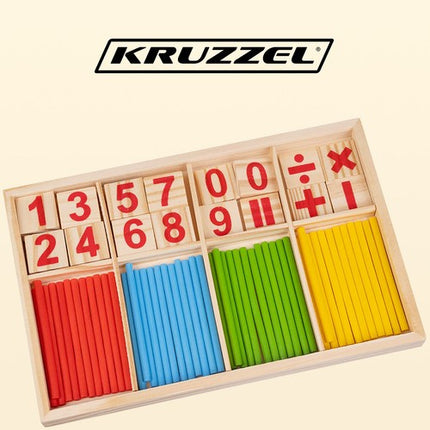 Kruzzel Houten Rekenstokjes - Inclusief Cijfers en Somtekens