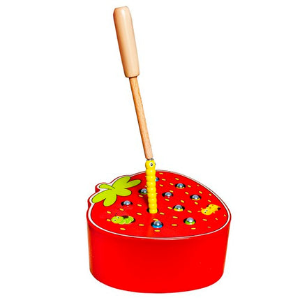 Kruzzel Houten Aardbei Vang het Wormpje Spel