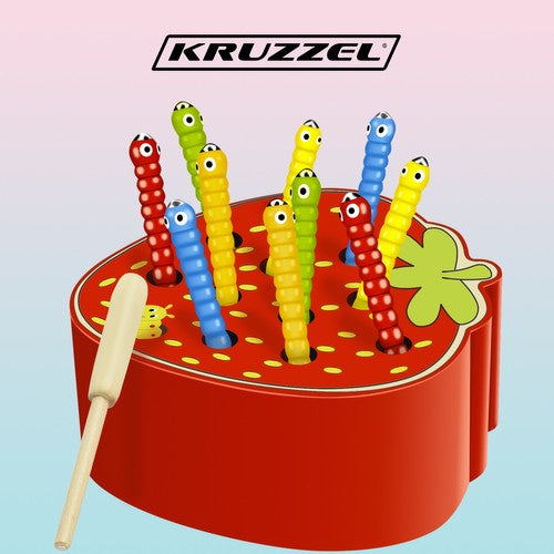 Kruzzel Houten Aardbei Vang het Wormpje Spel