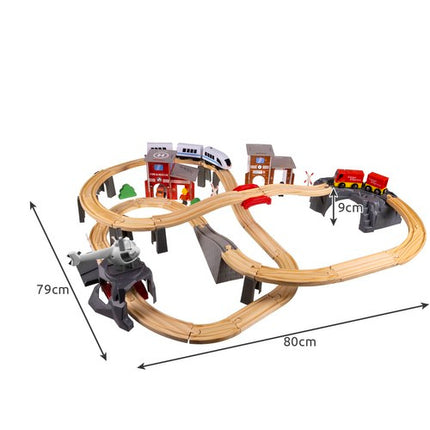 Kruzzel Houten Treinbaan Set - 70-Delig - 4,8 Meter Spoorbaan