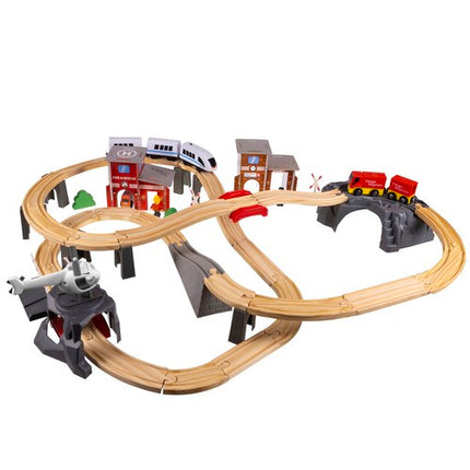 Kruzzel Houten Treinbaan Set - 70-Delig - 4,8 Meter Spoorbaan