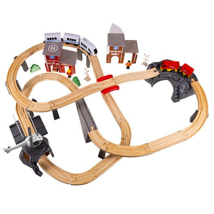 Kruzzel Houten Treinbaan Set - 70-Delig - 4,8 Meter Spoorbaan