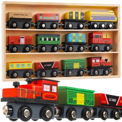 Kruzzel Houten Treinset - 12-delig - Inclusief Organizer